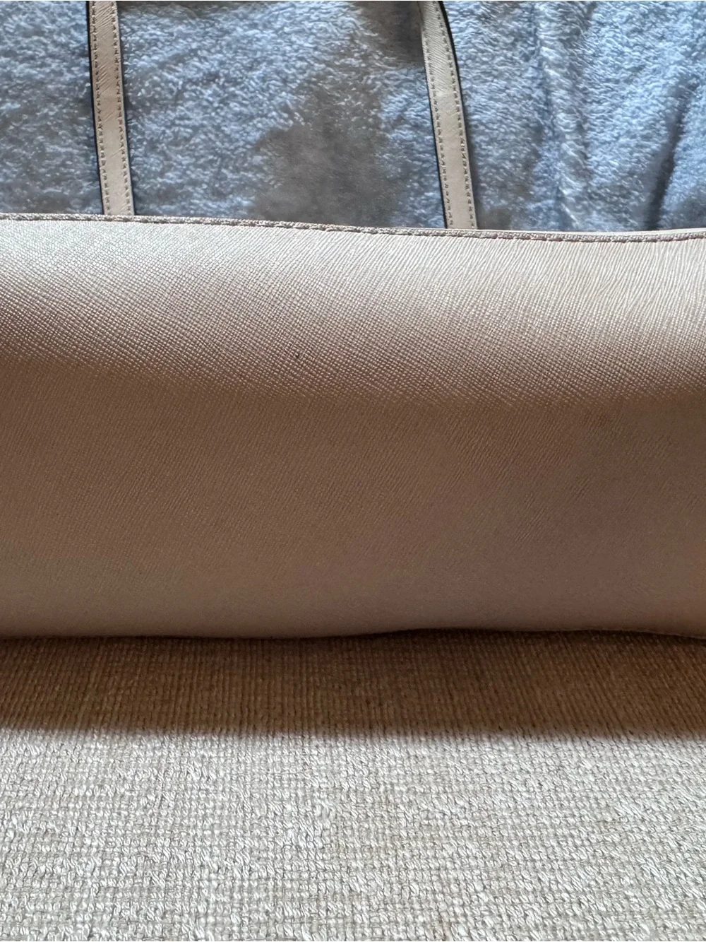 kate spade Cream Saffiano Leather Tote with Gold Plaque